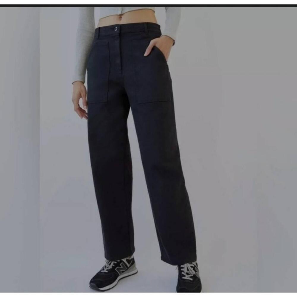 Aritzia Wilfred Free Black High Waisted Utility Pants Wide Leg Size 4